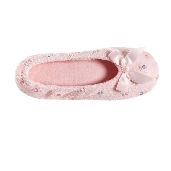 Isotoner women’s embroidered terry Ballerina slippers - Picture 1 of 9